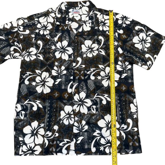 Hawaii Gray And White Floral Print Cotton Aloha Shirt Size XL - Picture 4 of 4